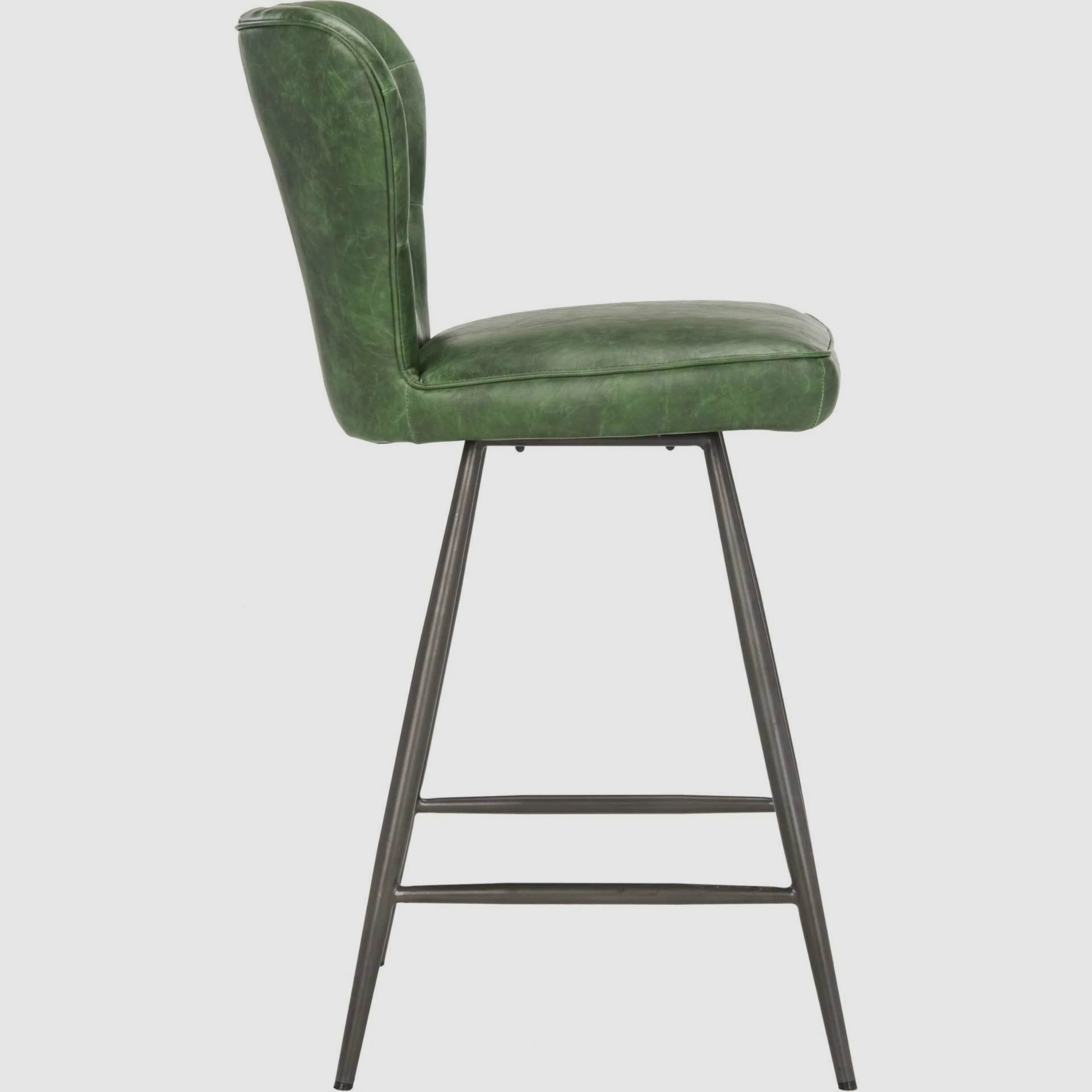 VELDA Bar Stool – Vintage Leather Meets Industrial Poise