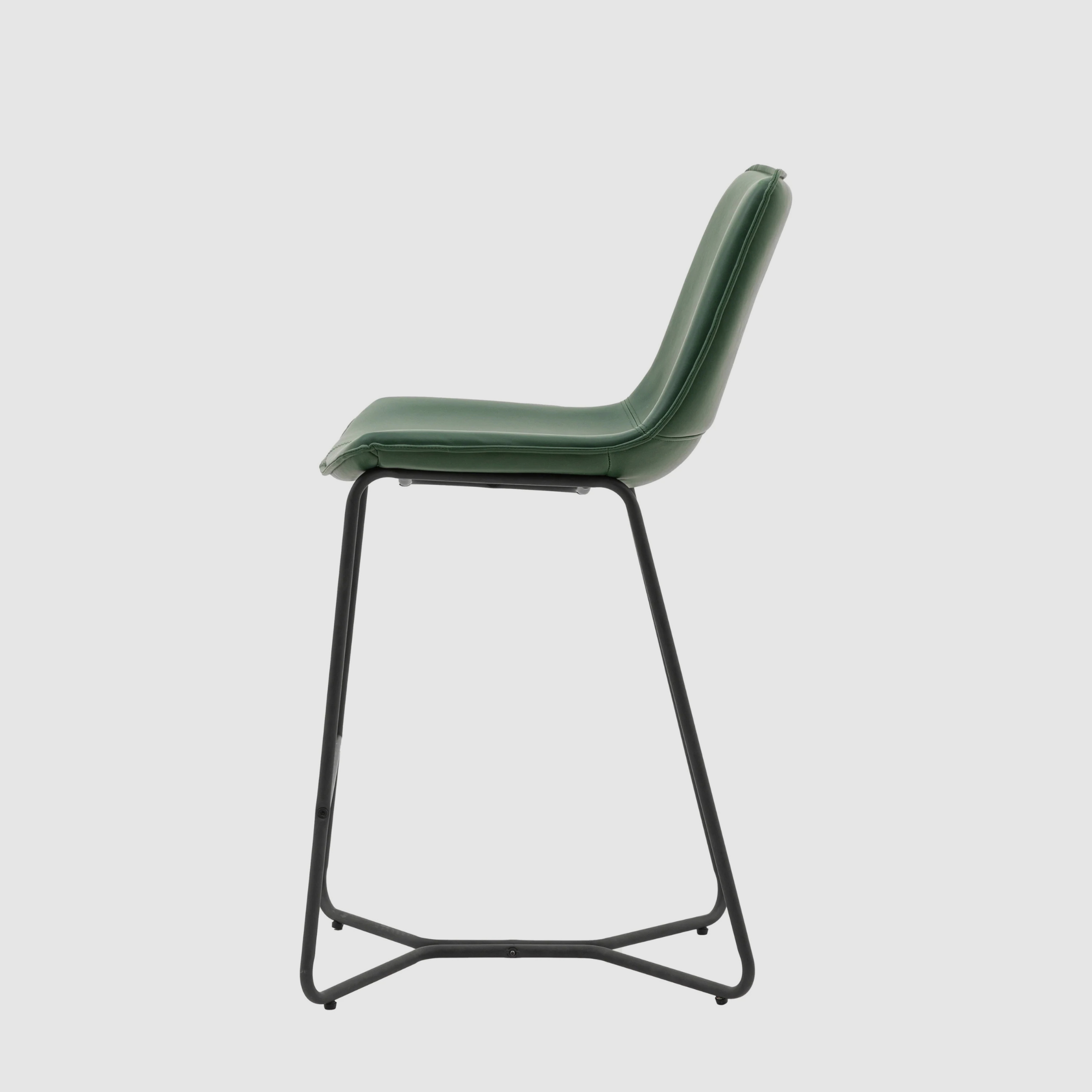 LENNON Bar Stool – Sculpted Simplicity in Forest Green Leather