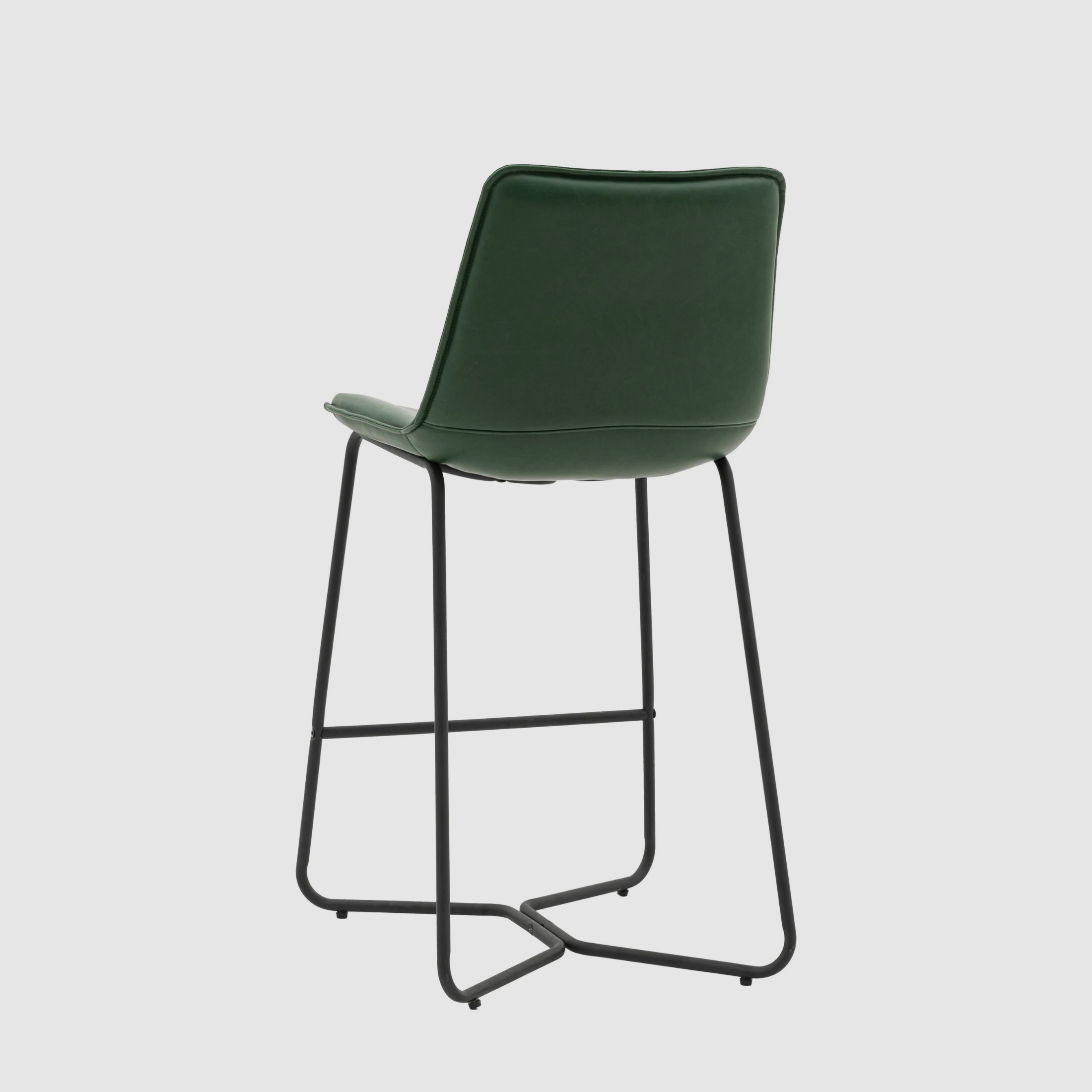 LENNON Bar Stool – Sculpted Simplicity in Forest Green Leather