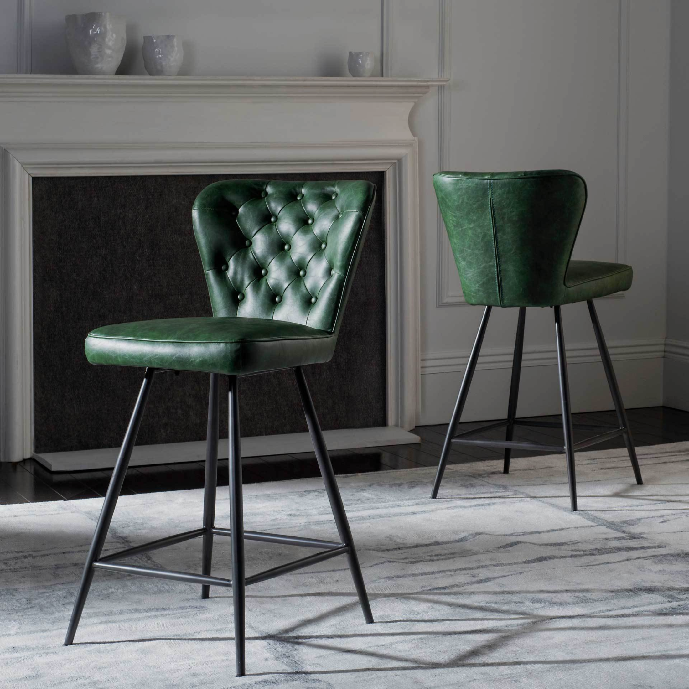 VELDA Bar Stool – Vintage Leather Meets Industrial Poise