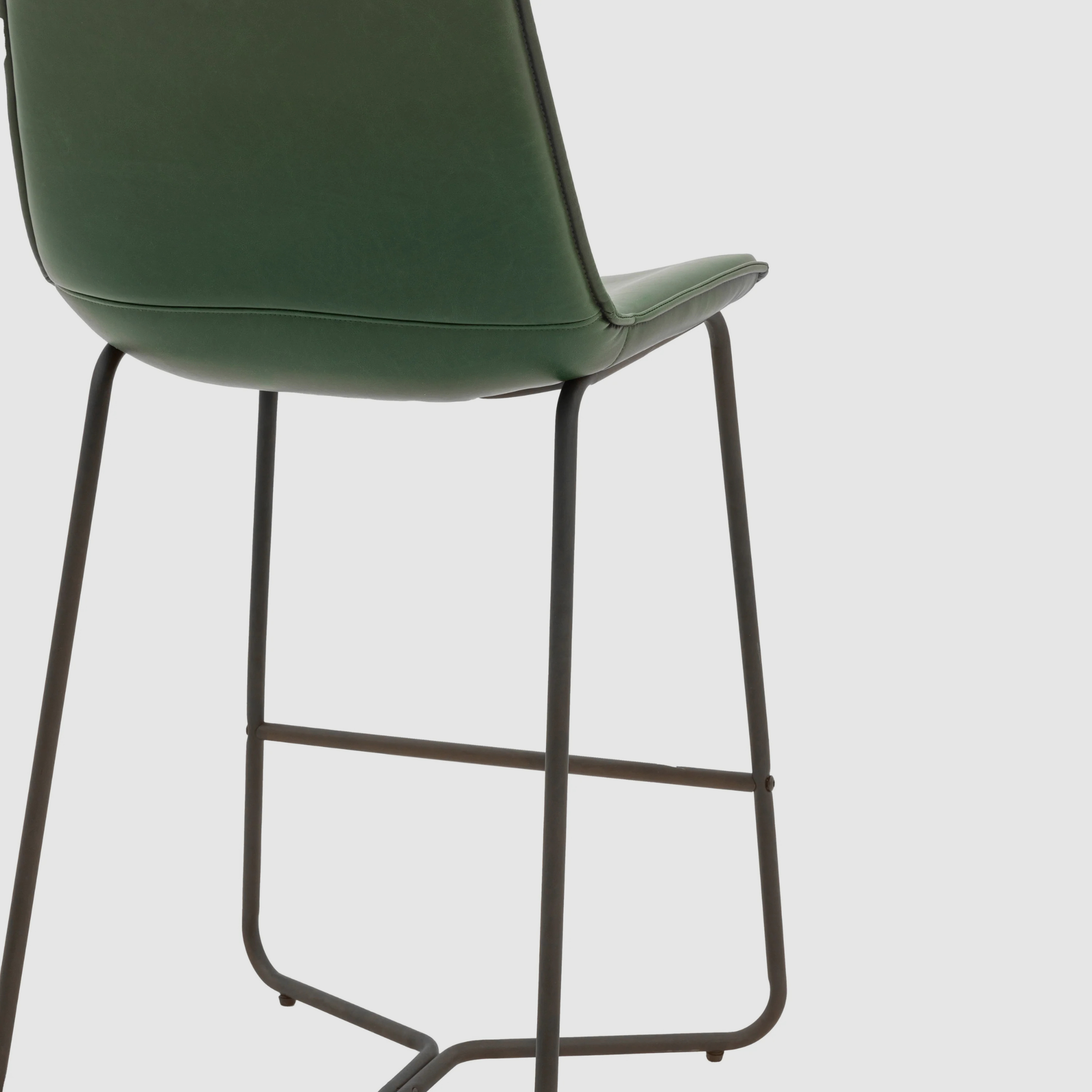 LENNON Bar Stool – Sculpted Simplicity in Forest Green Leather