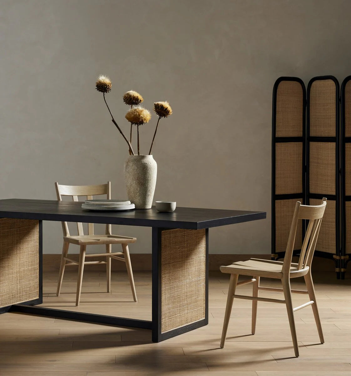 Dennis Woven Dining Table – Coastal Calm in a Whitewashed Finish