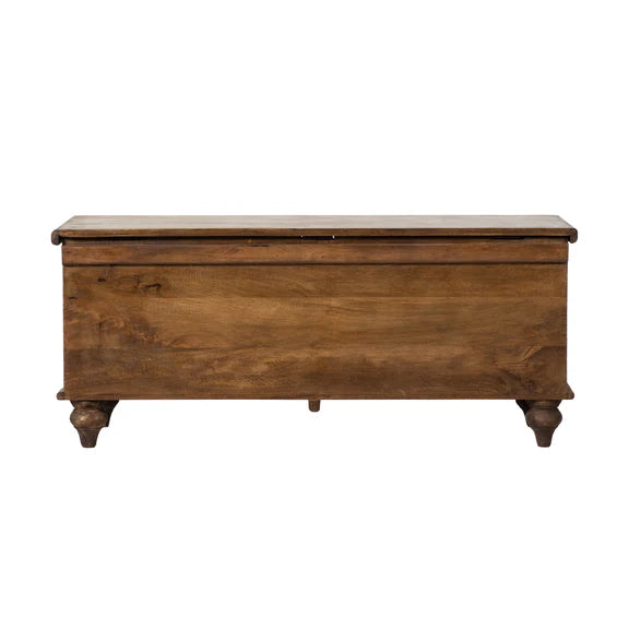 Avira Hand-Carved Wooden Trunk