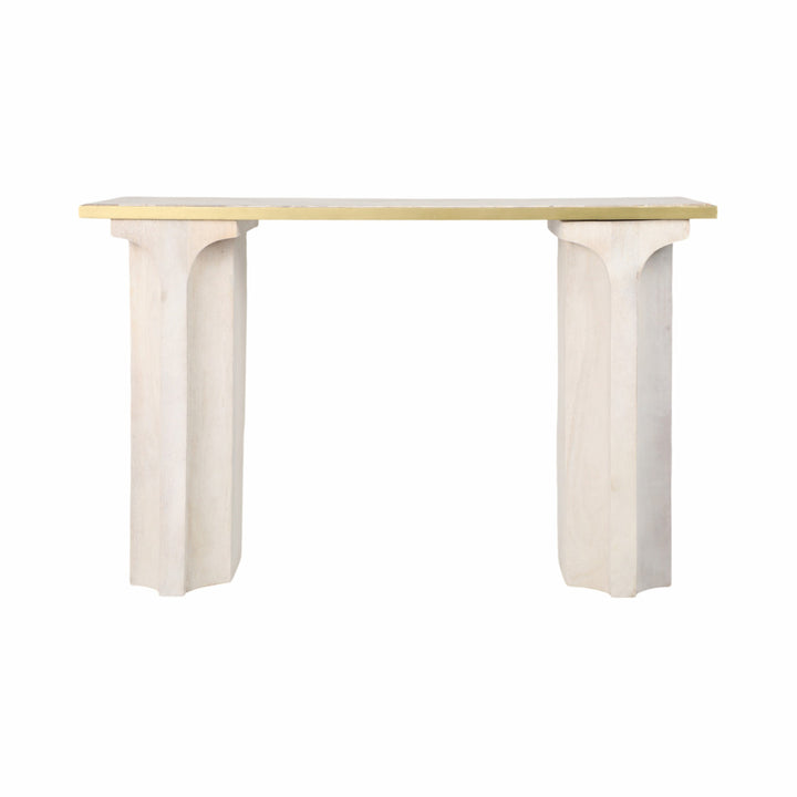 Sardi Travertine Top Console Table – White