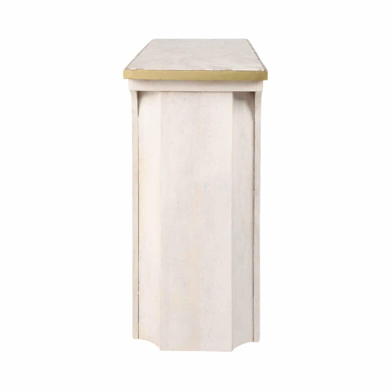 Sardi Travertine Top Console Table – White