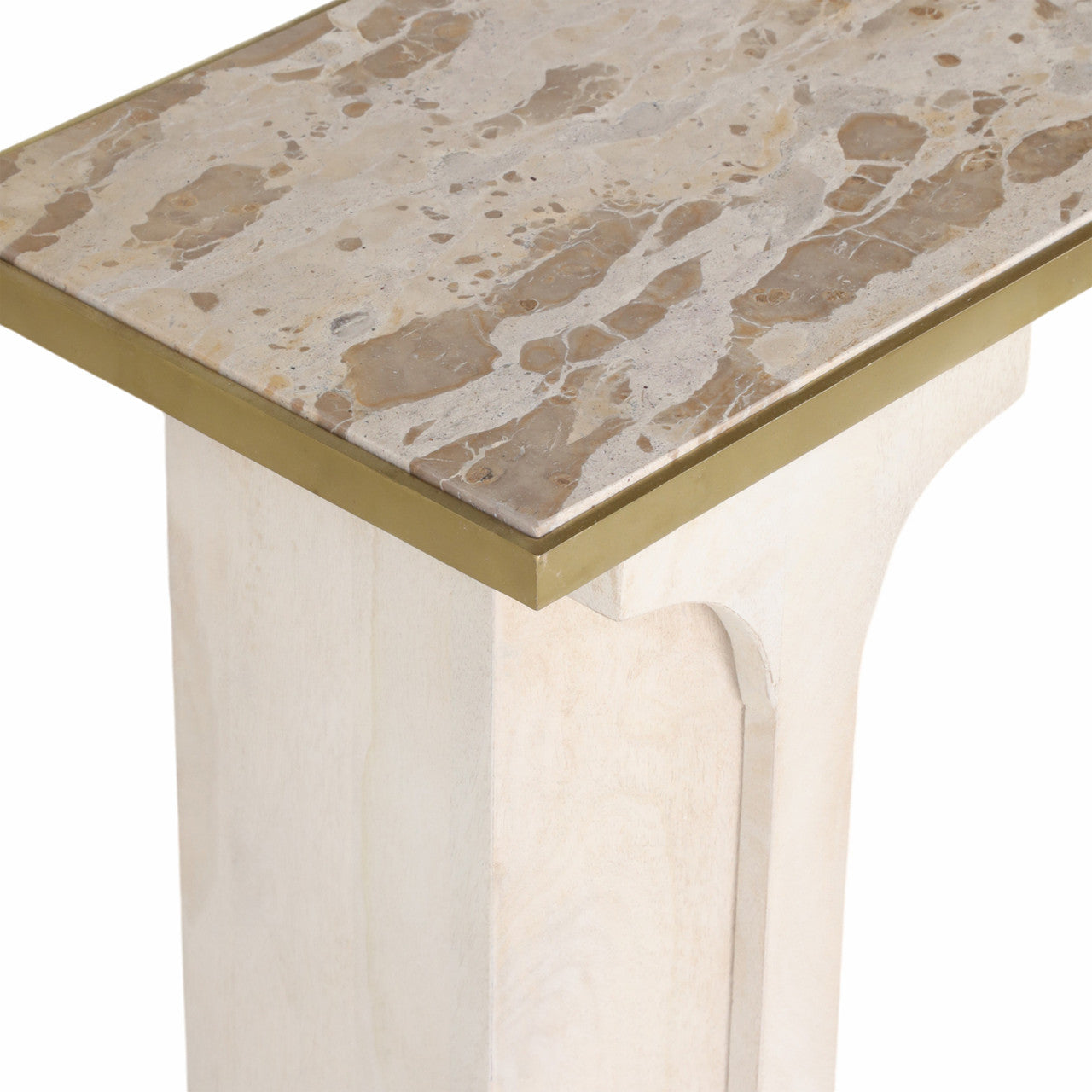 Sardi Travertine Top Console Table – White