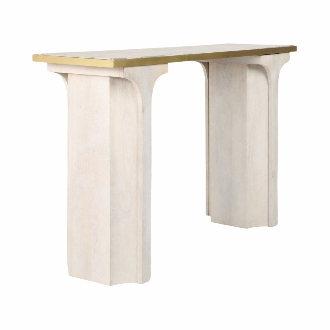 Sardi Travertine Top Console Table – White