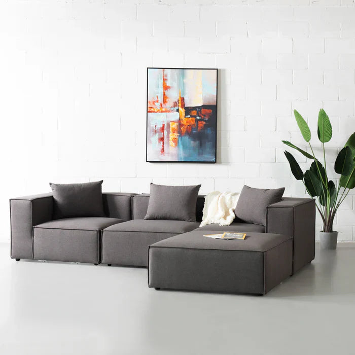 MASON - Dark Grey Fabric Modular Sectional (4 Piece)