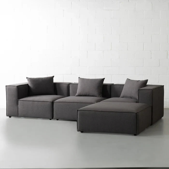 MASON - Dark Grey Fabric Modular Sectional (4 Piece)