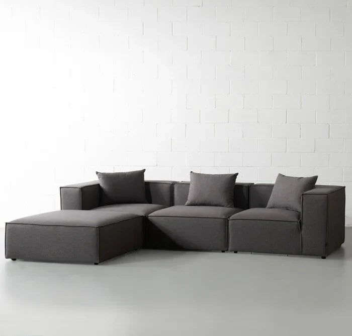 MASON - Dark Grey Fabric Modular Sectional (4 Piece)