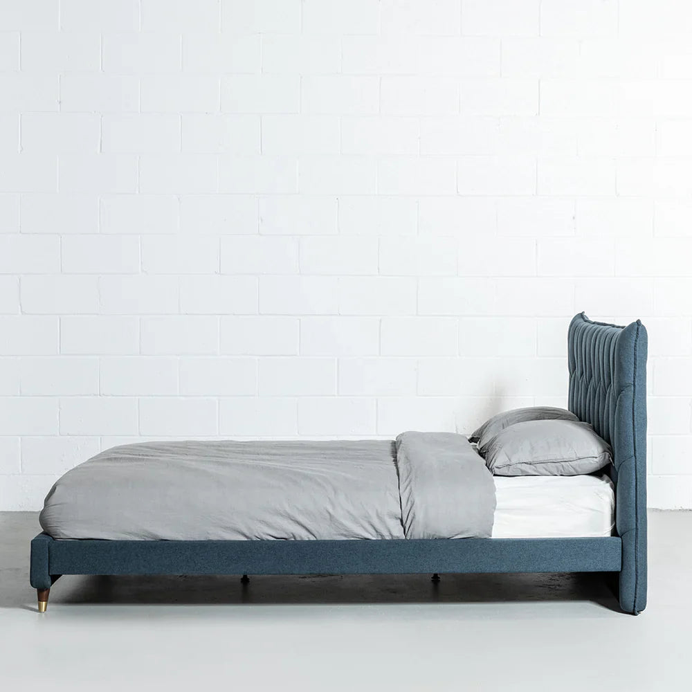 MAPLE – Dark Blue Fabric Bed